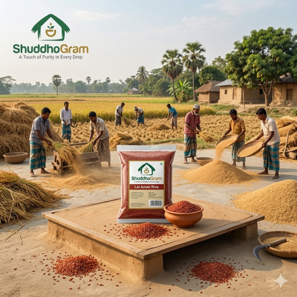 শুদ্ধ গ্রাম লাল বিরই চাল - খাঁটি দেশি লাল বিরই ধানের আসল স্বাদ | ShuddhoGram Red Biroi Rice - Authentic Indigenous Red Biroi Paddy Taste