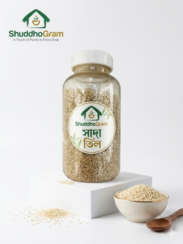 শুদ্ধগ্রাম প্রিমিয়াম সাদা তিল প্যাকেট - ক্যালসিয়ামের প্রাকৃতিক উৎস | ShuddhoGram Premium White Sesame Seeds Packet - Natural Calcium Source